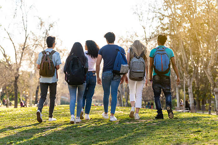 Students walking outdoors