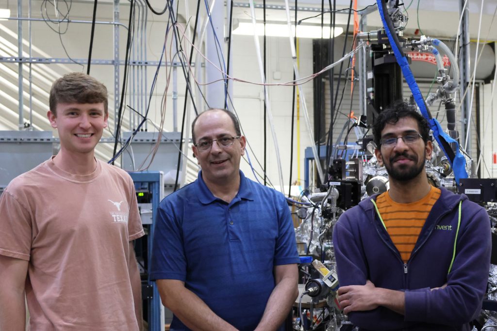 Ph.D. students, Connor Pope (left) and Suriya Ramasubramanian (right) with their mentor, Dr. Jason Weaver